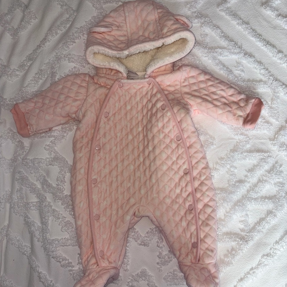 Nordstrom Quilted Pink Hooded Footie